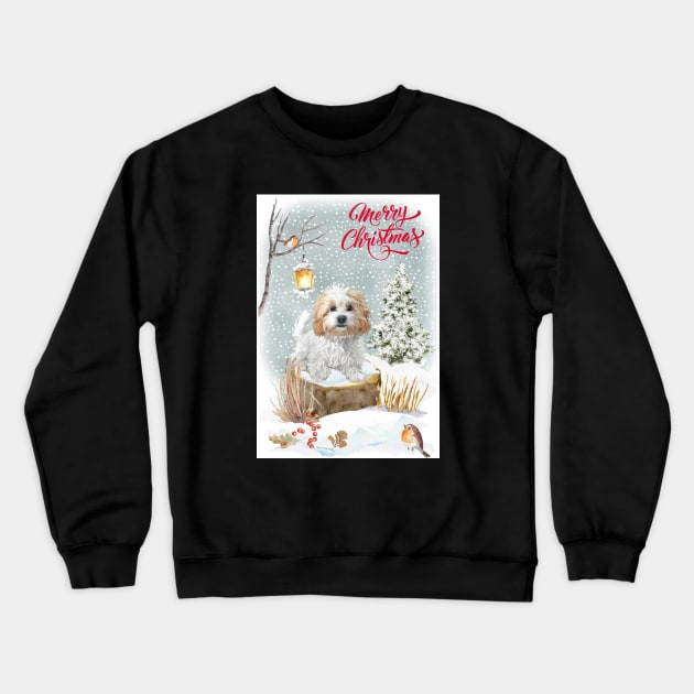 Maltipoo Merry Christmas Santa Dog Crewneck Sweatshirt by Puppy Eyes